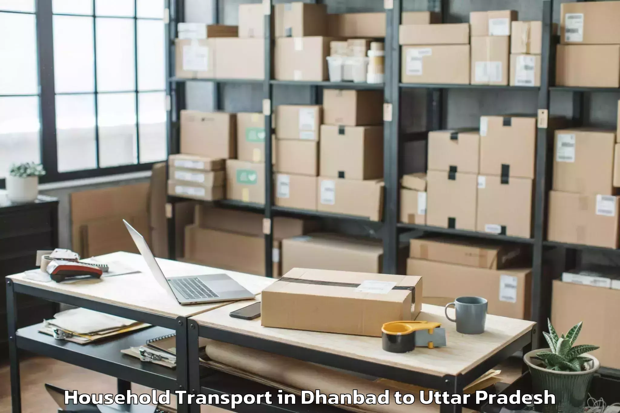 Book Dhanbad to Usehat Household Transport